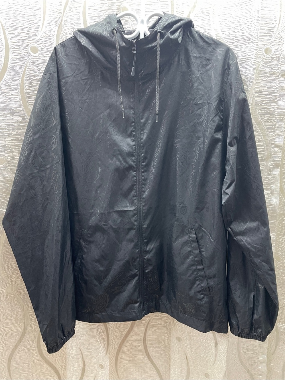 Men's Black Hooded Windbreaker Jacket